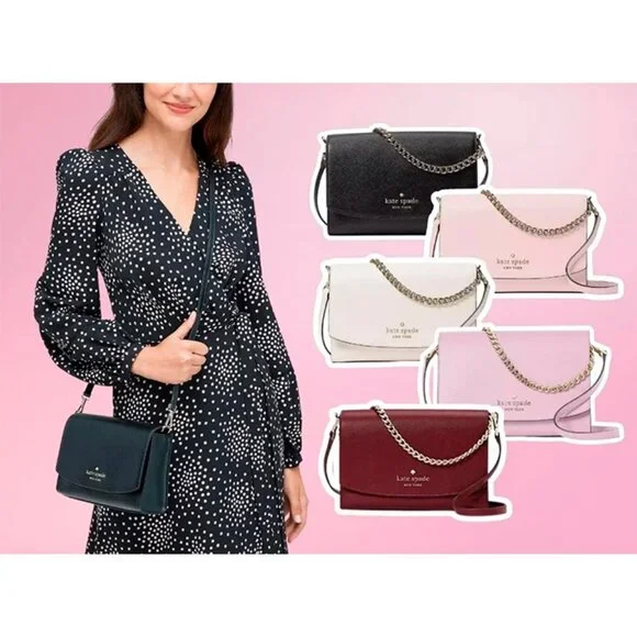 S Kate Spade Carson Convertible Crossbody Bag Pink Leather WKR00119 NWT $299 - Picture 8 of 9